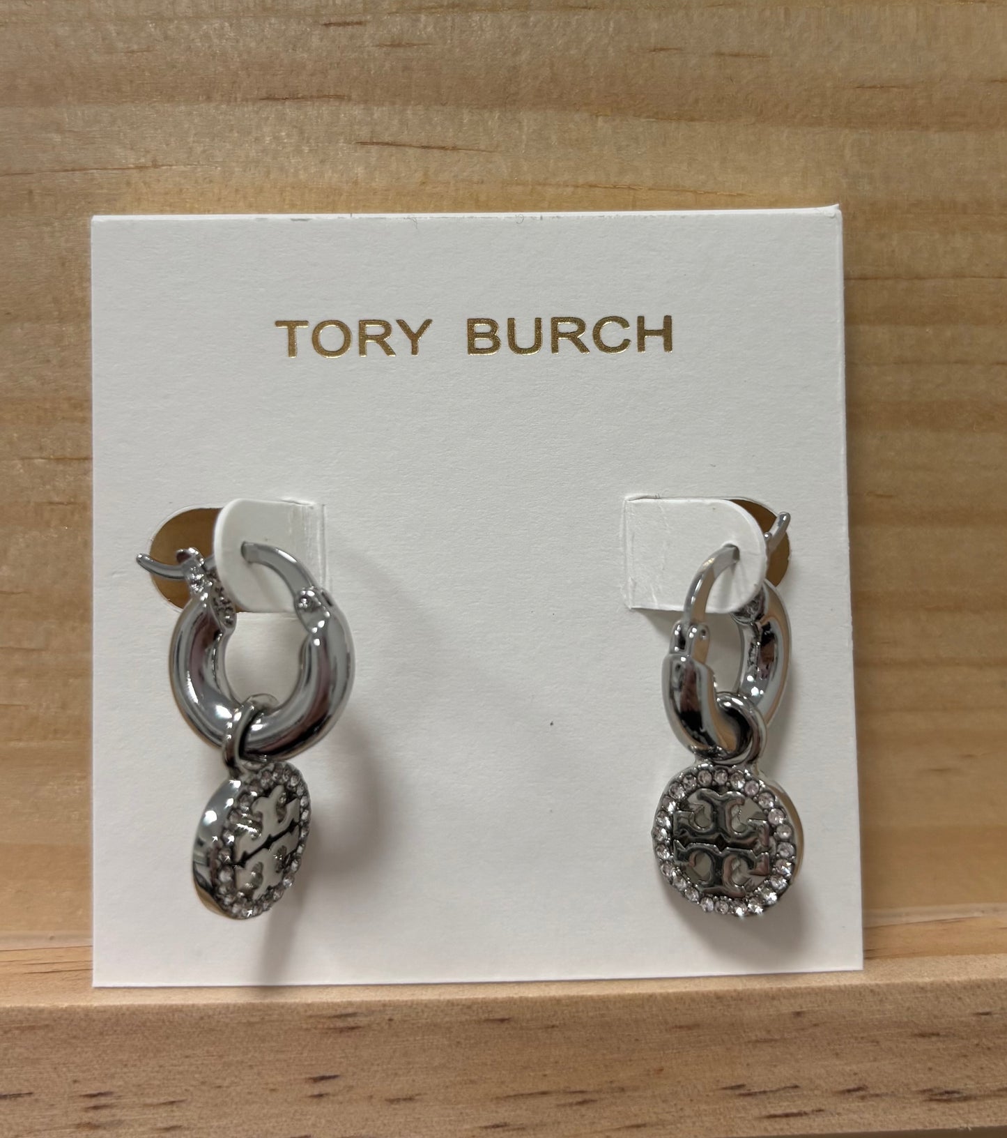 TB silver rhinestone hoops