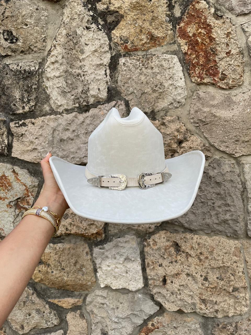 Off white(hebilla plata)Tejana