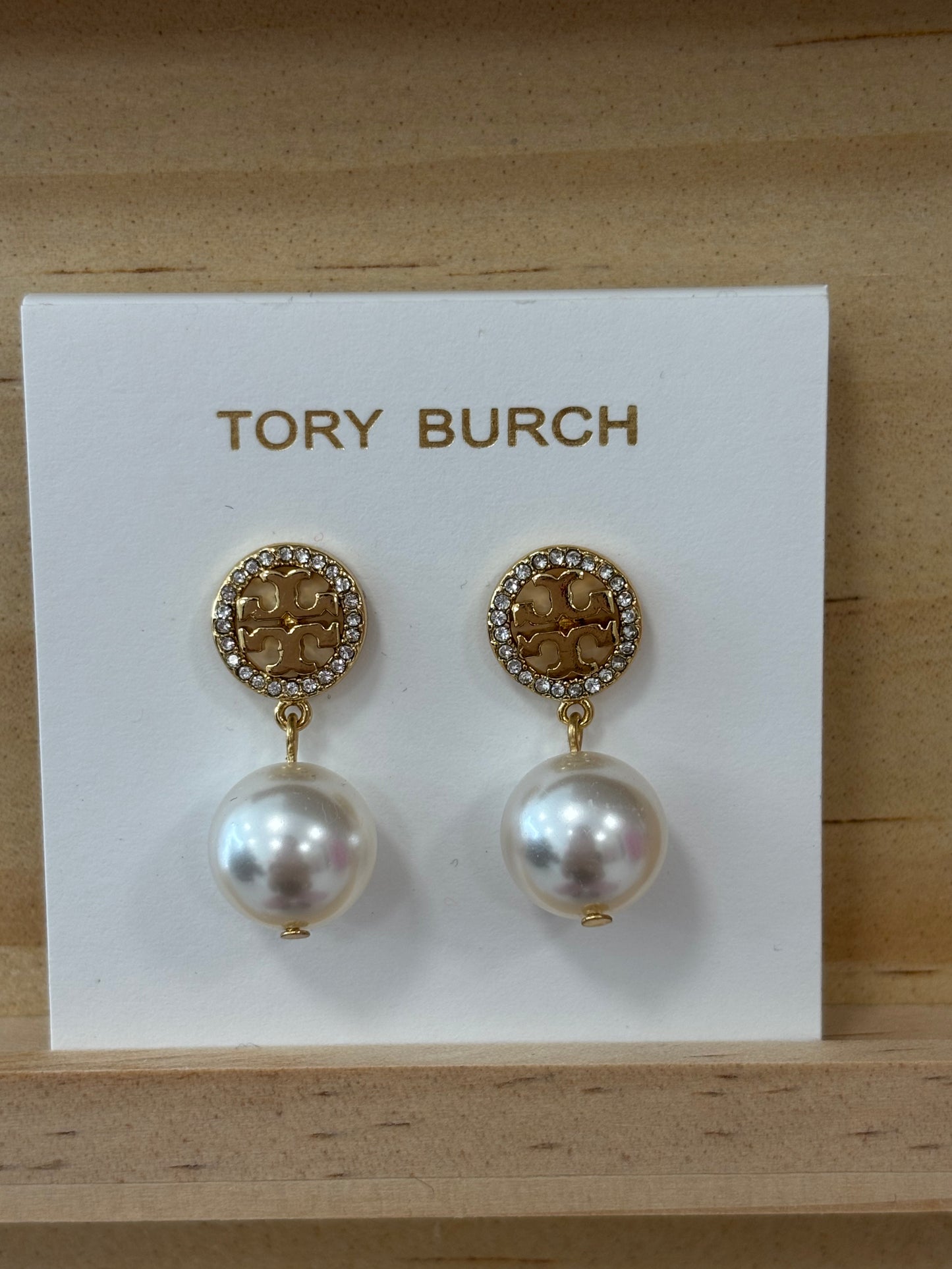 TB Rhinestone/Pearl circle earrings (gold)