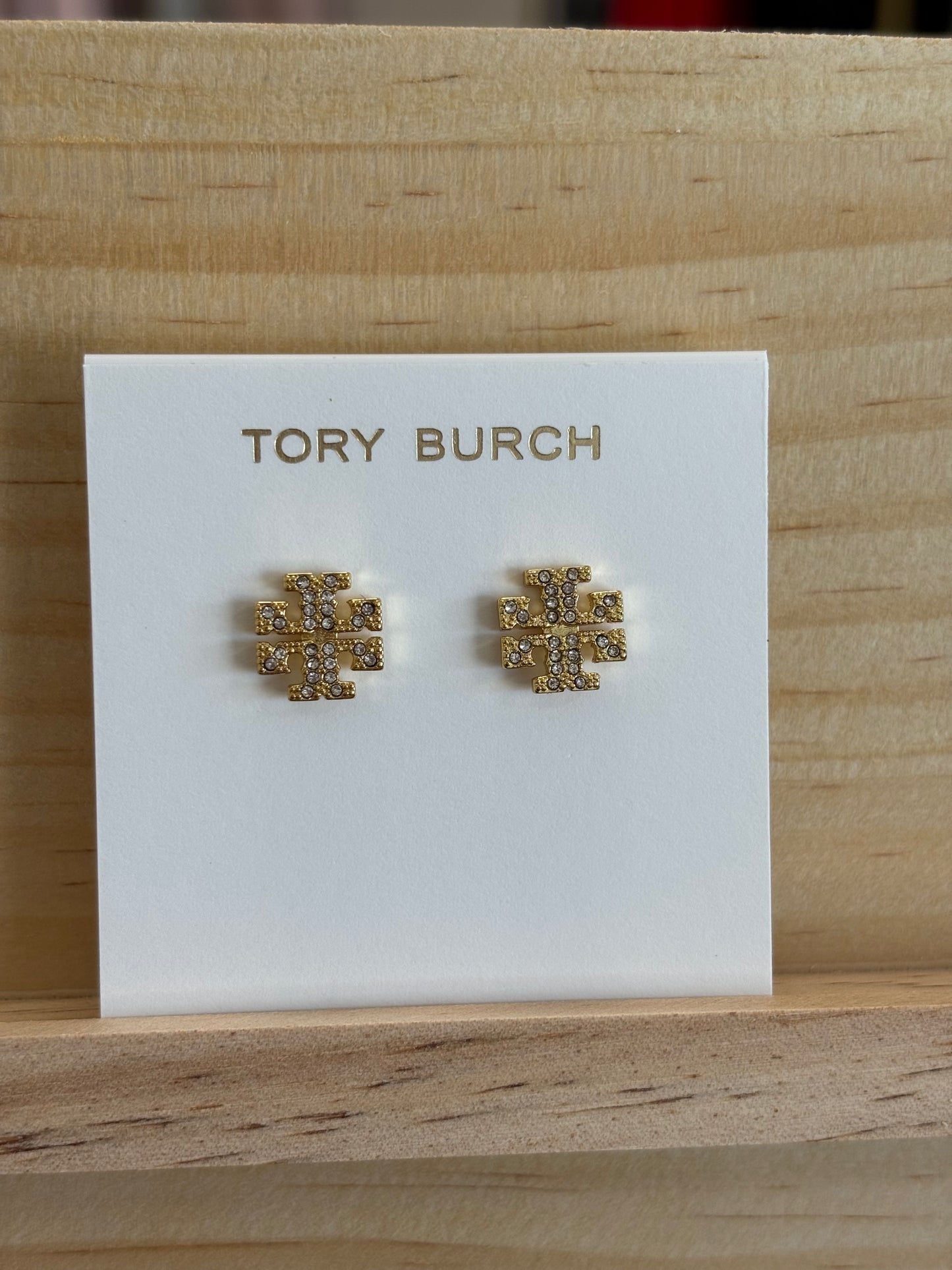 TB Burch Rhinestone Gold Earrings