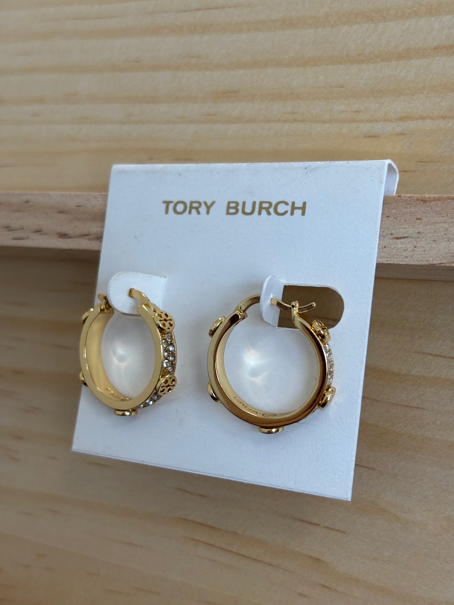 TB Rhinestone Gold Hoops