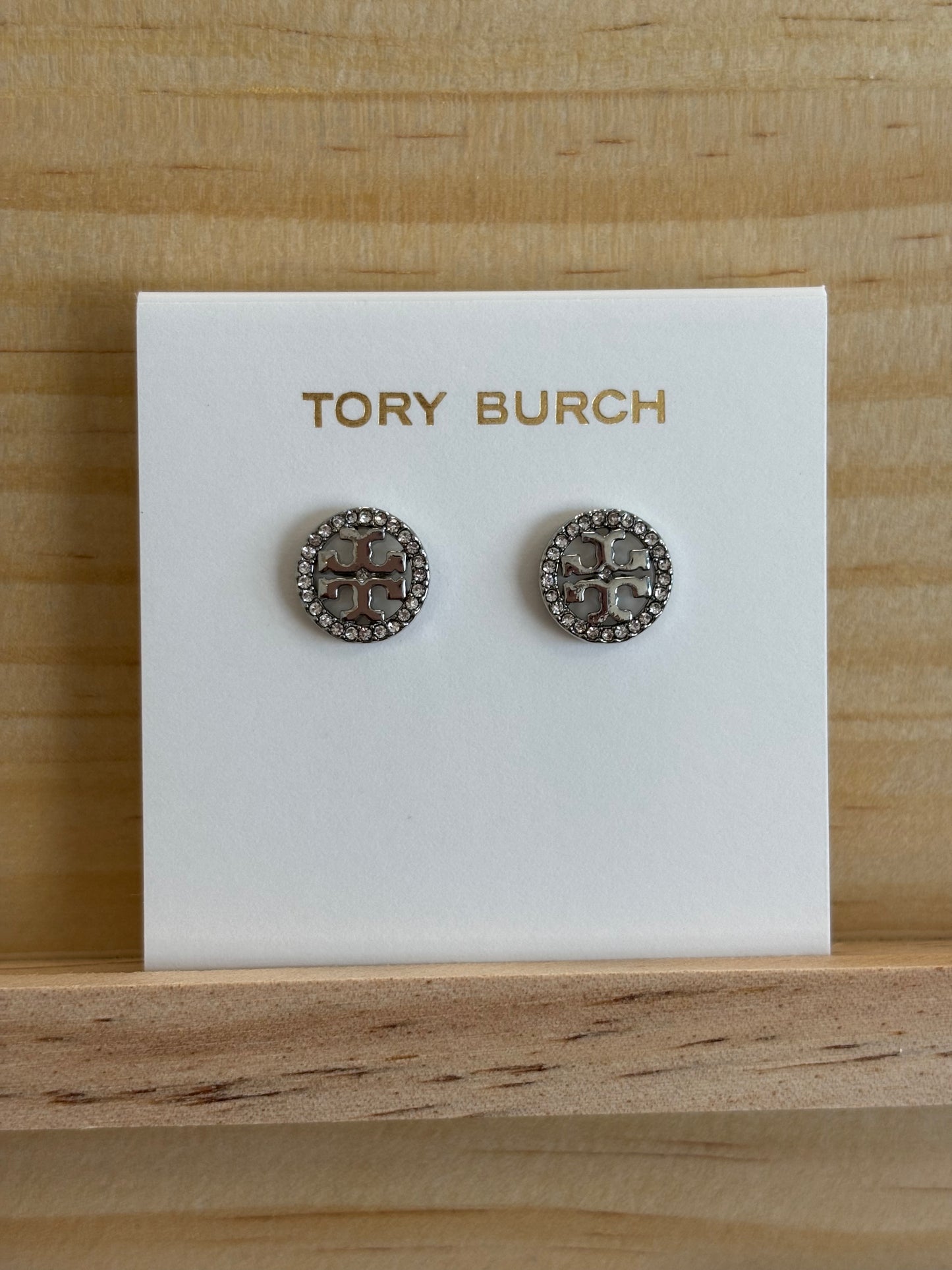 TB Silver circle rhinestone earrings