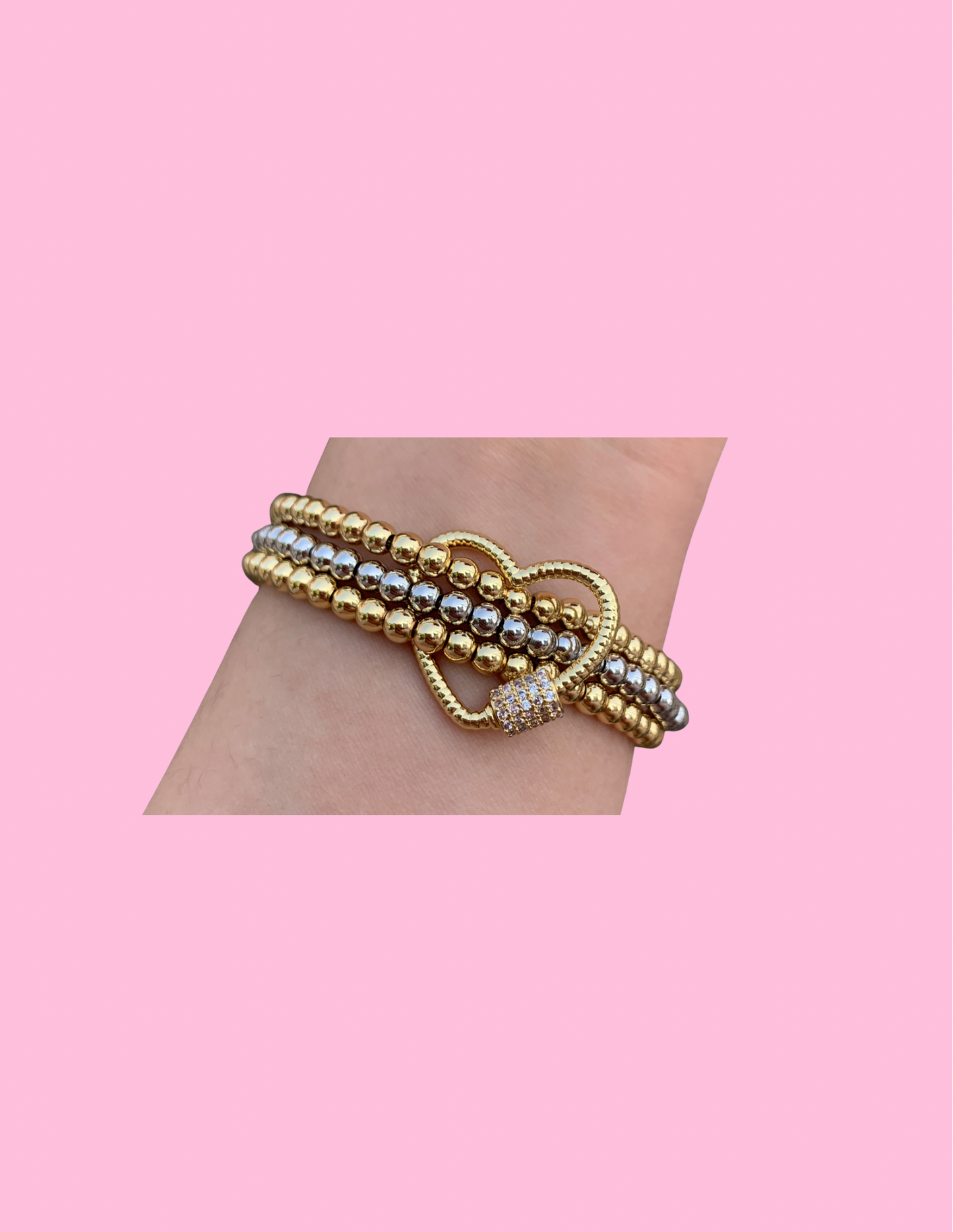 3-Tier two toned heart bracelet