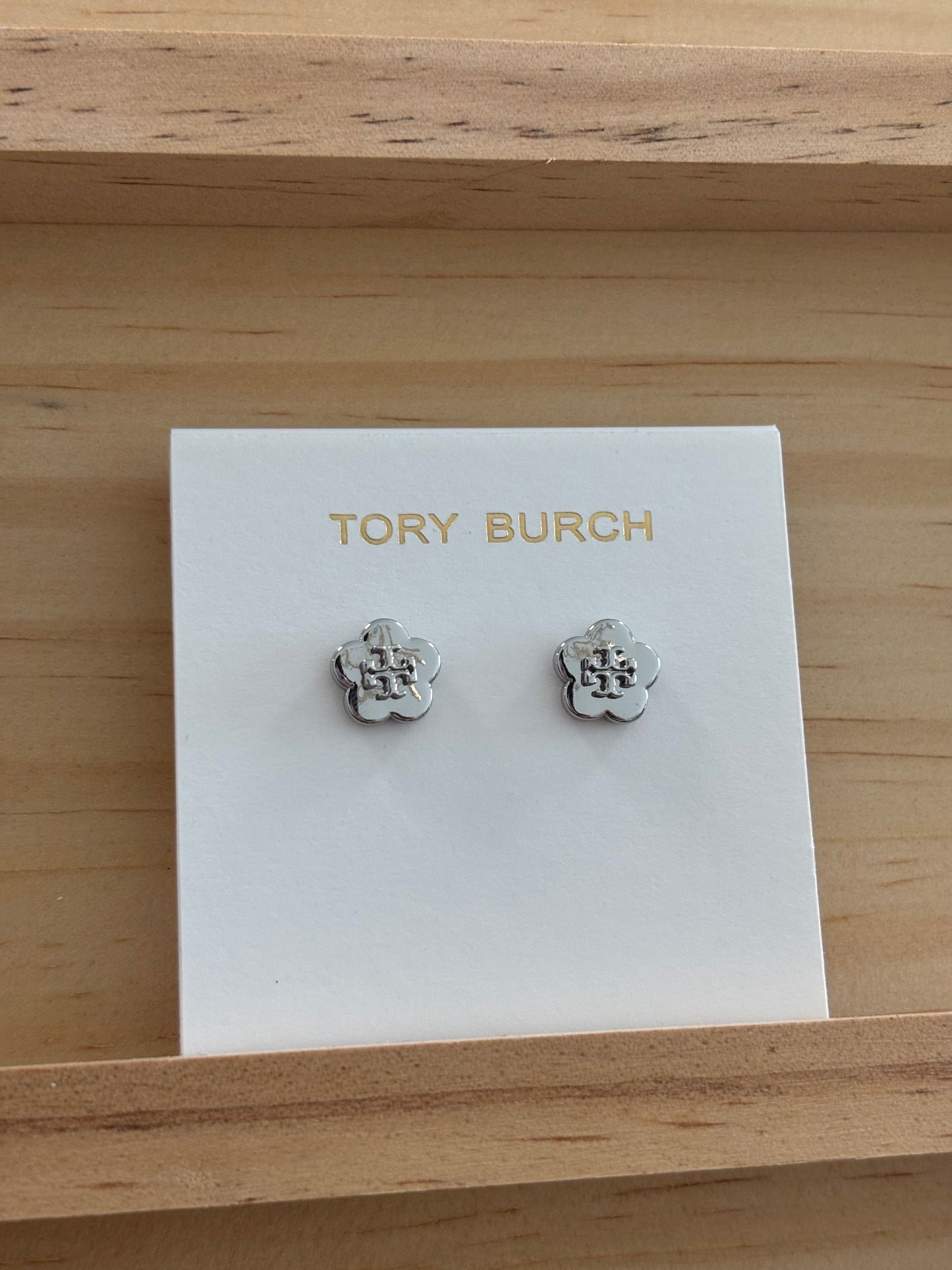 TB silver flower earrings