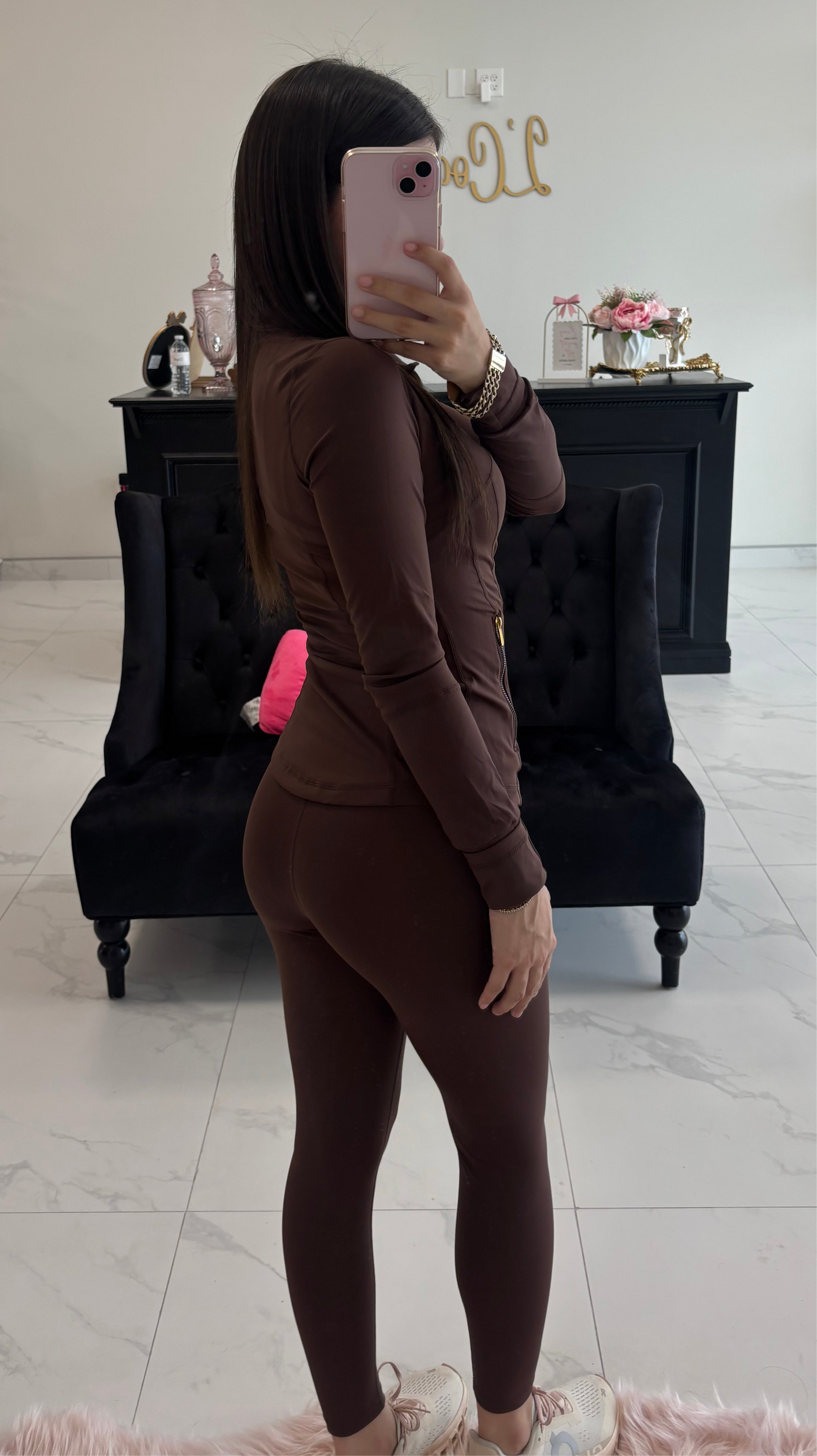 Coffee two piece active wear set