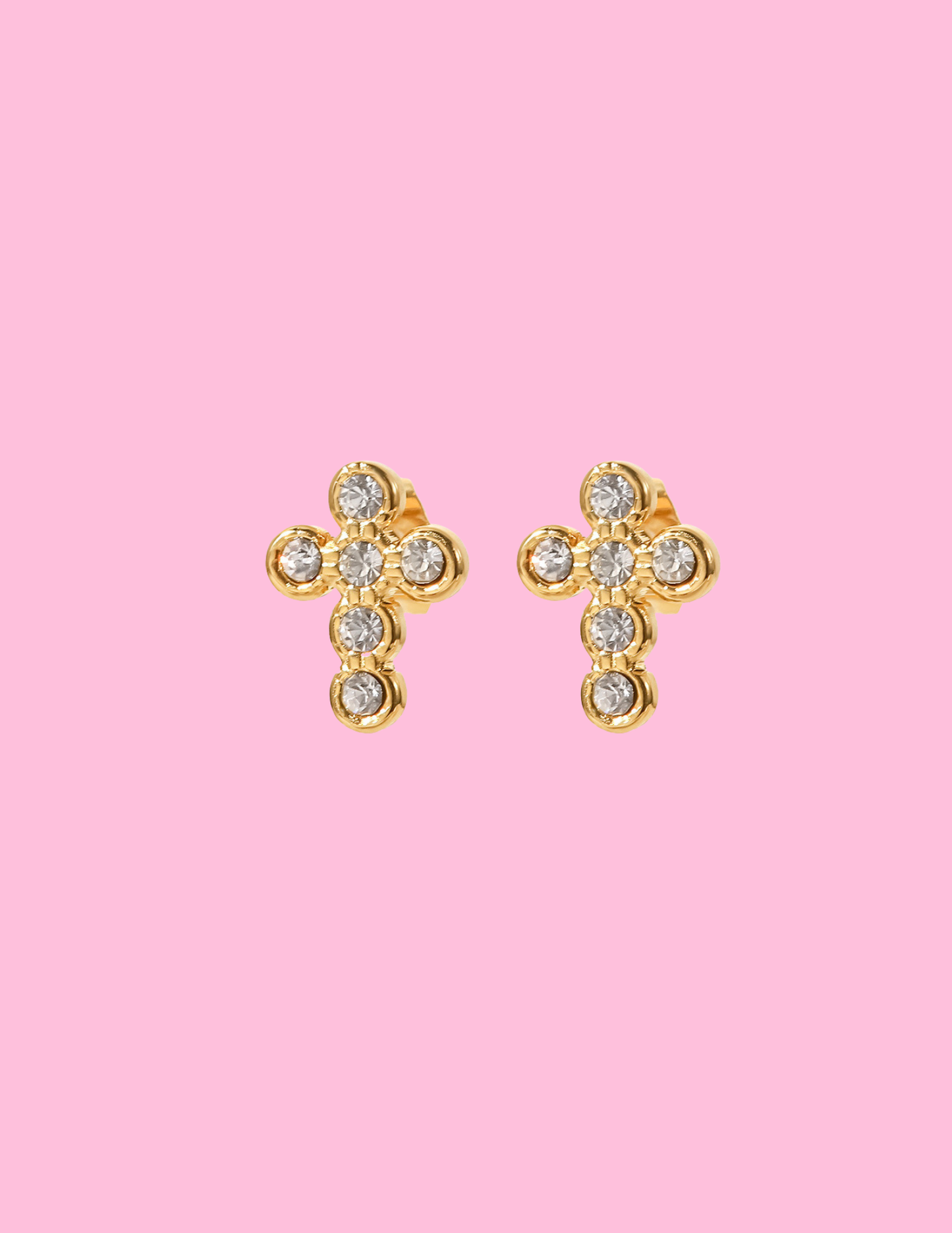 Cross Rhinestone Mini Studs