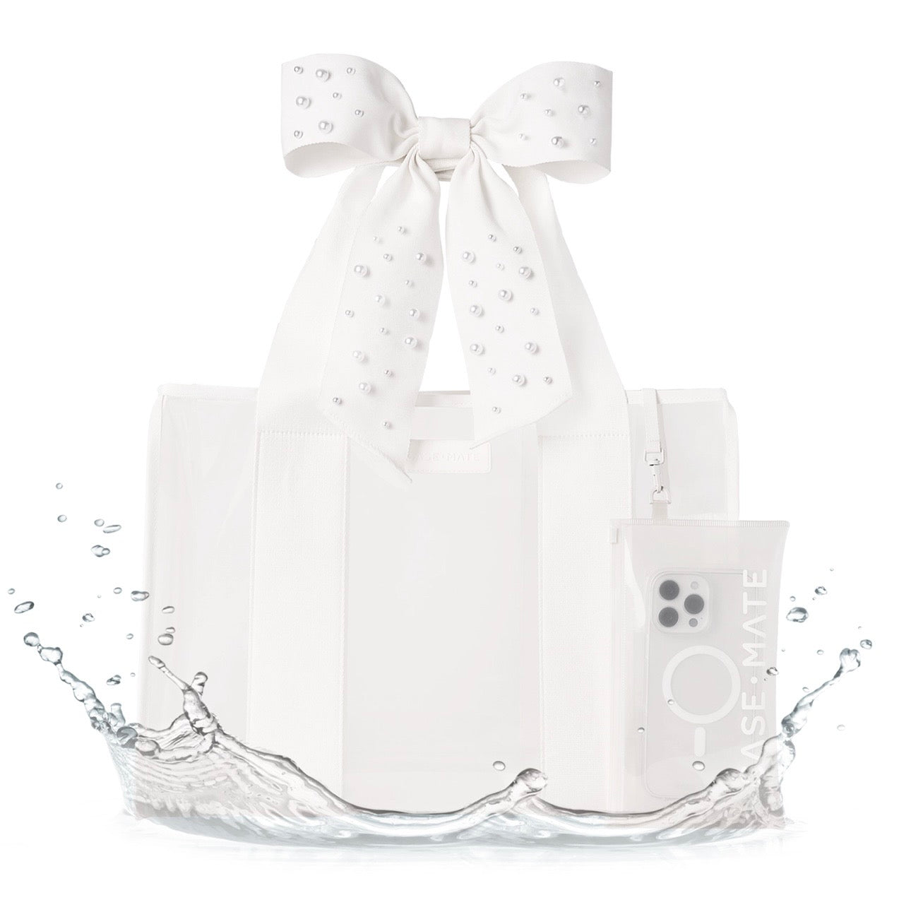 Bow Tote Bag White Pearls (Pre-Order)