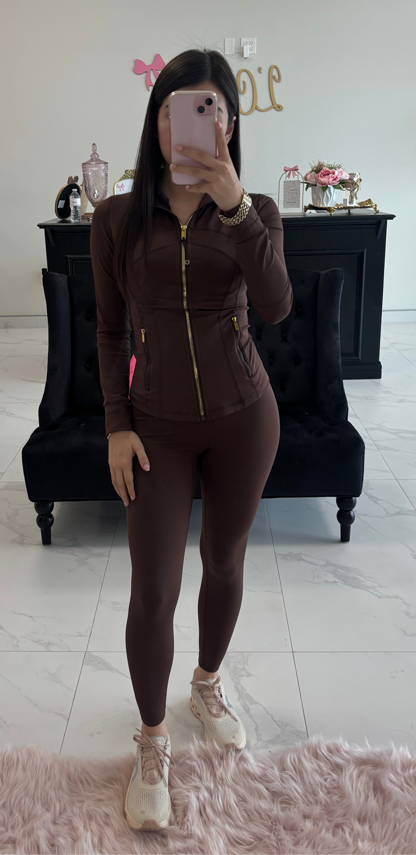 Coffee two piece active wear set