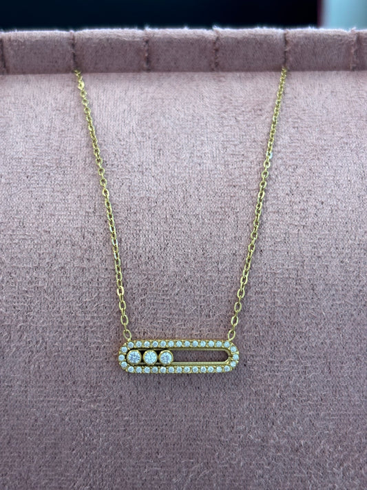 Gold circle Rhinestone Necklace