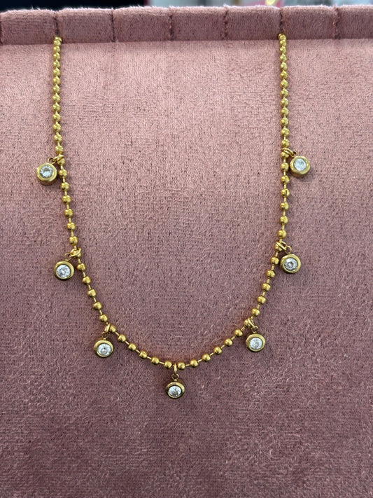 Rhinestone Circle Gold Necklace