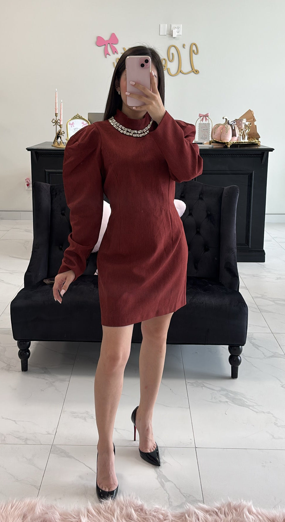 Brick Rhinestone Dress