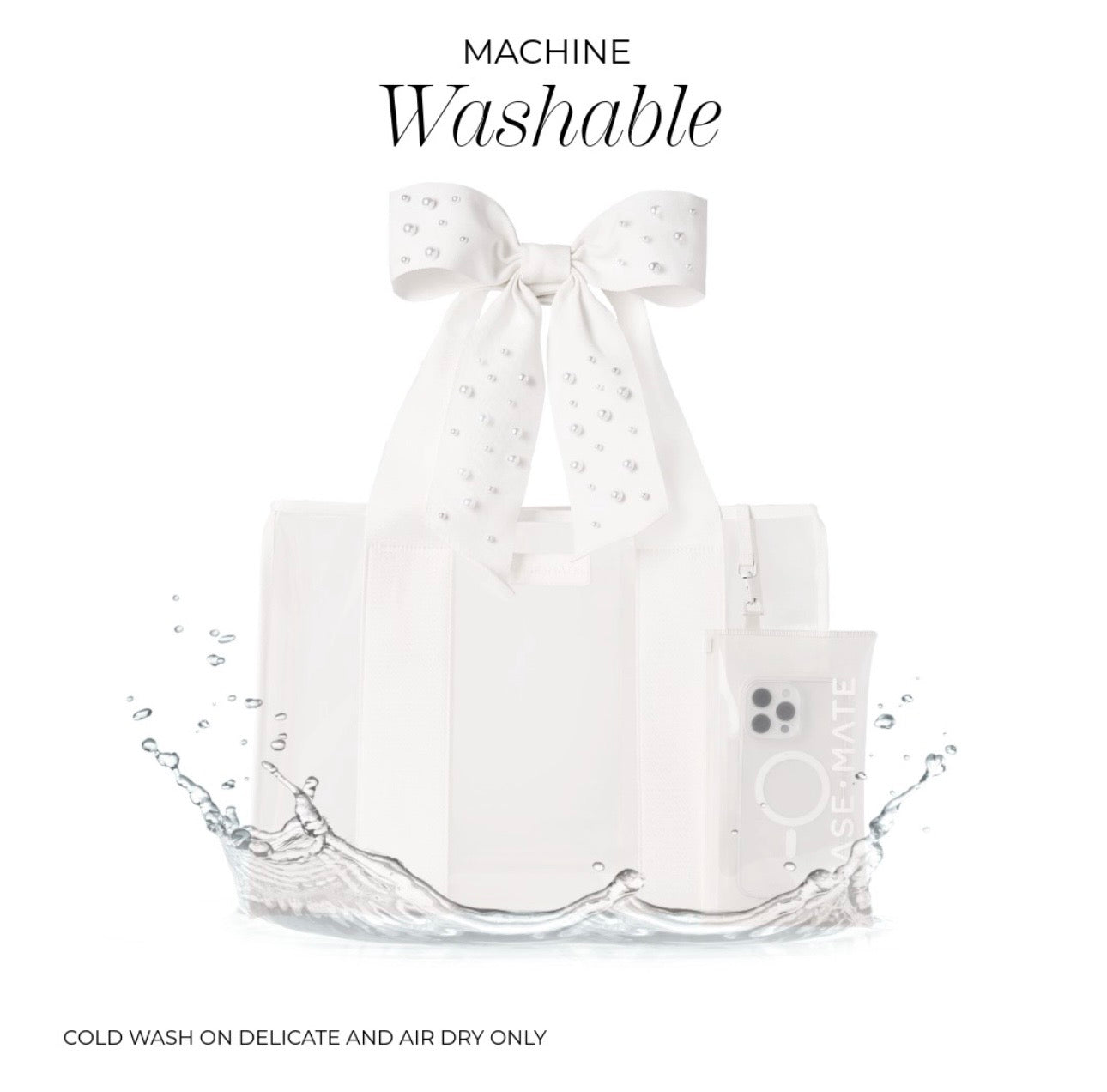 Bow Tote Bag White Pearls (Pre-Order)