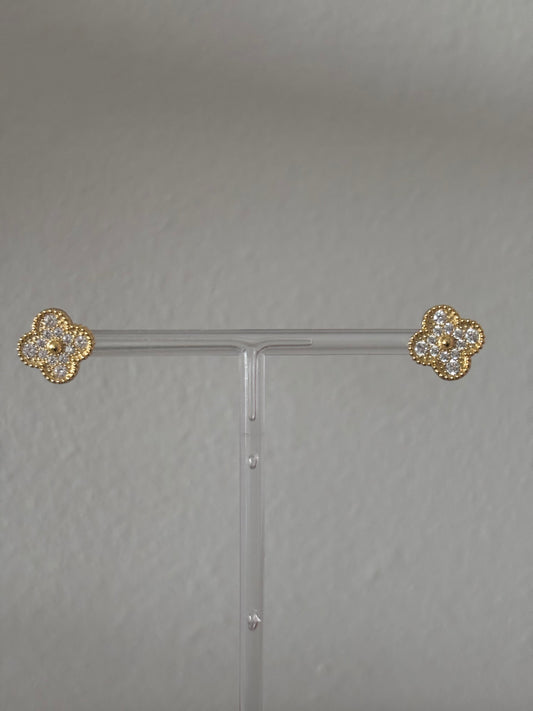 Rhinestone Van Cleef earrings (gold)