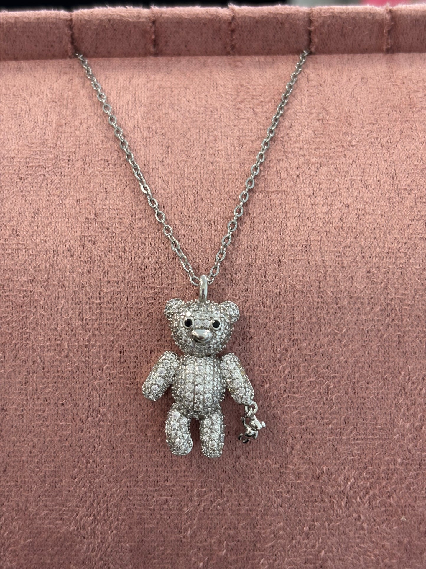 Silver Rhinestone Bear