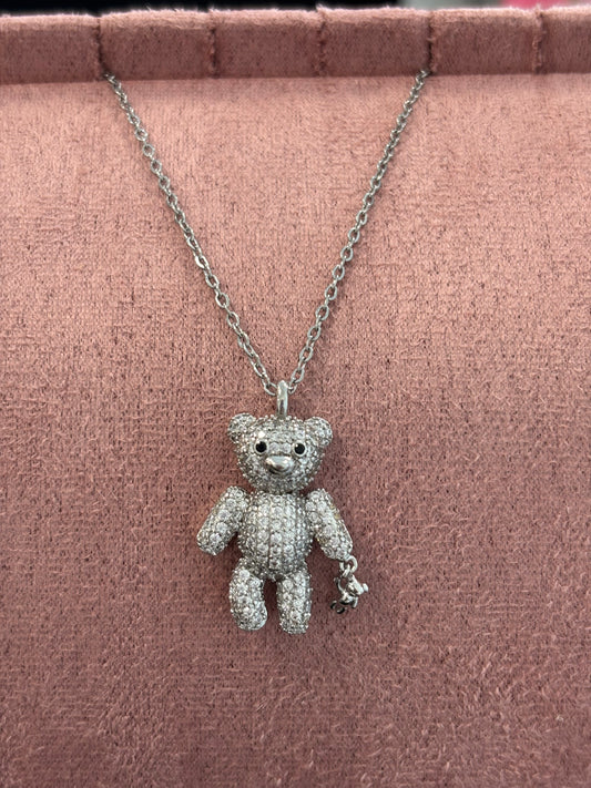 Silver Rhinestone Bear