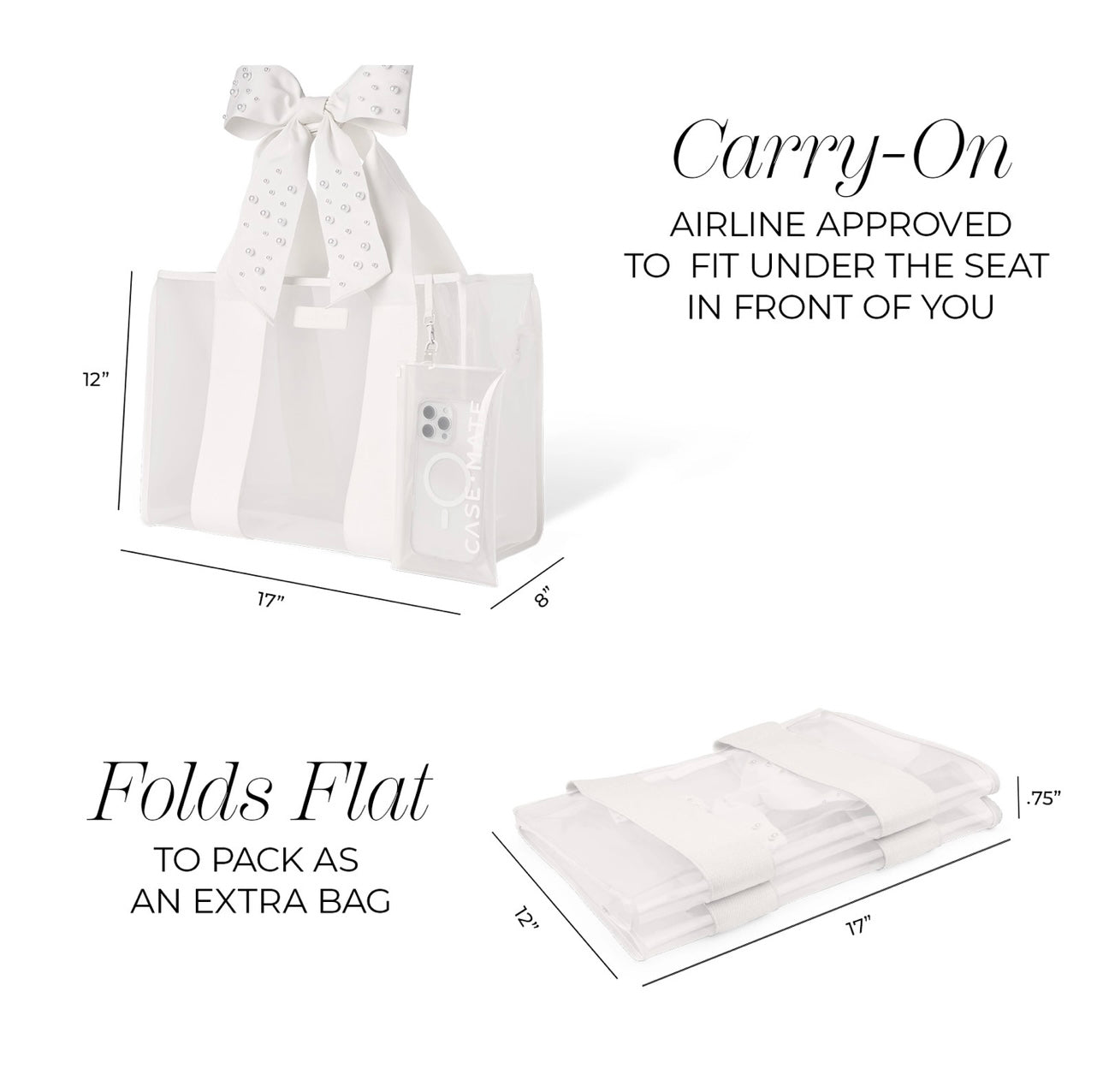 Bow Tote Bag White Pearls (Pre-Order)