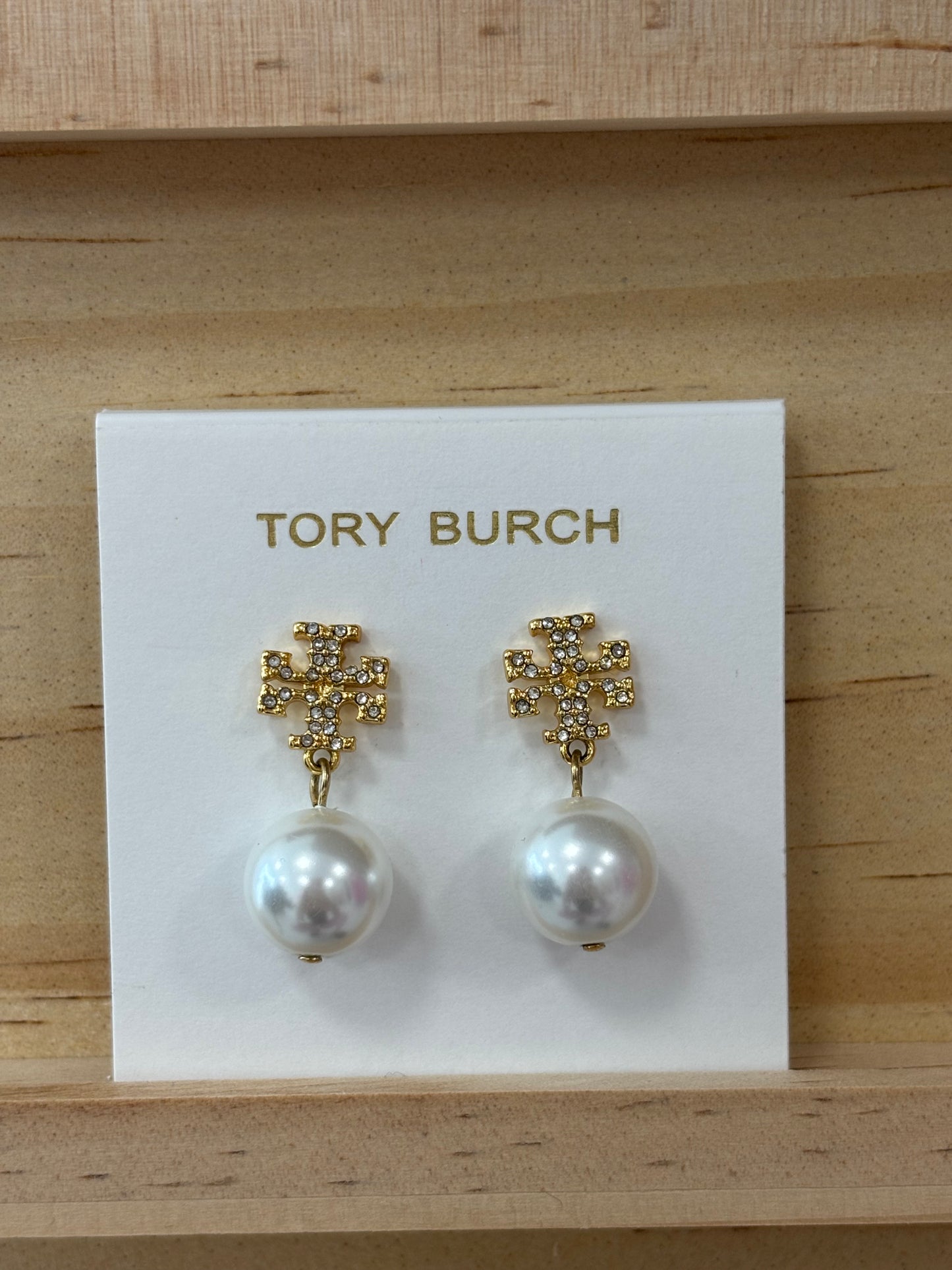 Rhinestone/Pear Tory earrings (gold)