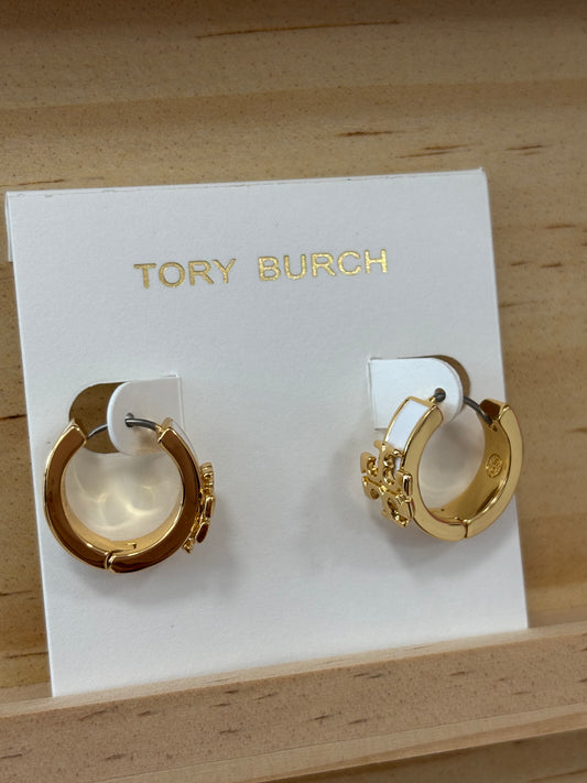 TB hoop earrings (white/gold)