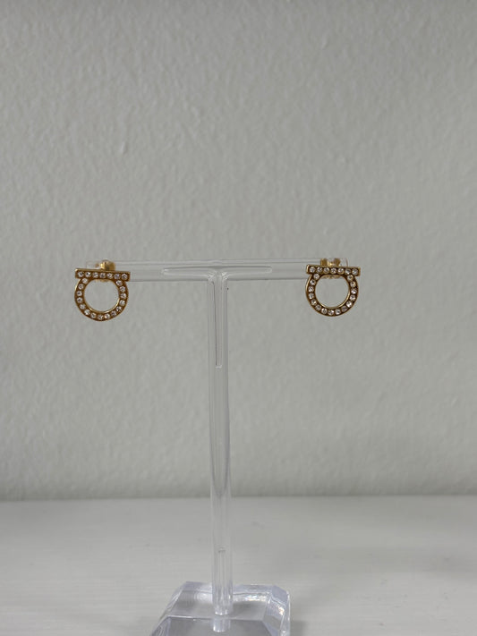 Rhinestone ferragamo earrings (gold)