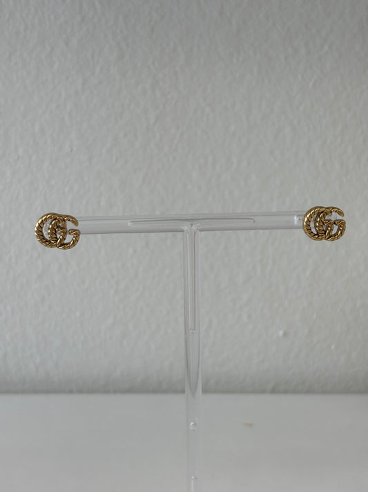GG Gold Rope Stud Earrings
