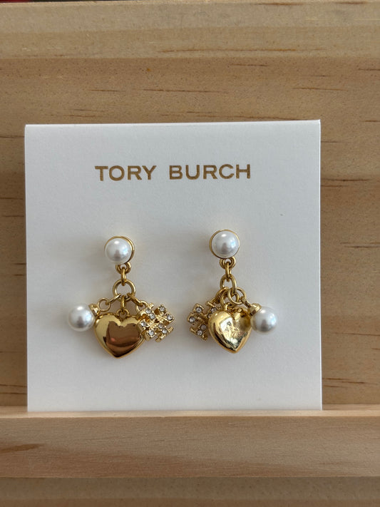 Tory Pearl Heart Earrings