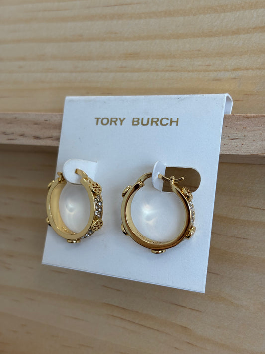 TB Rhinestone Gold Hoops