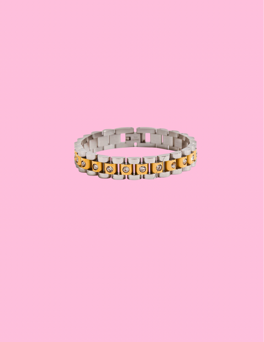 Two-Toned Rhinestone Bracelet
