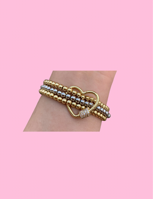 3-Tier two toned heart bracelet