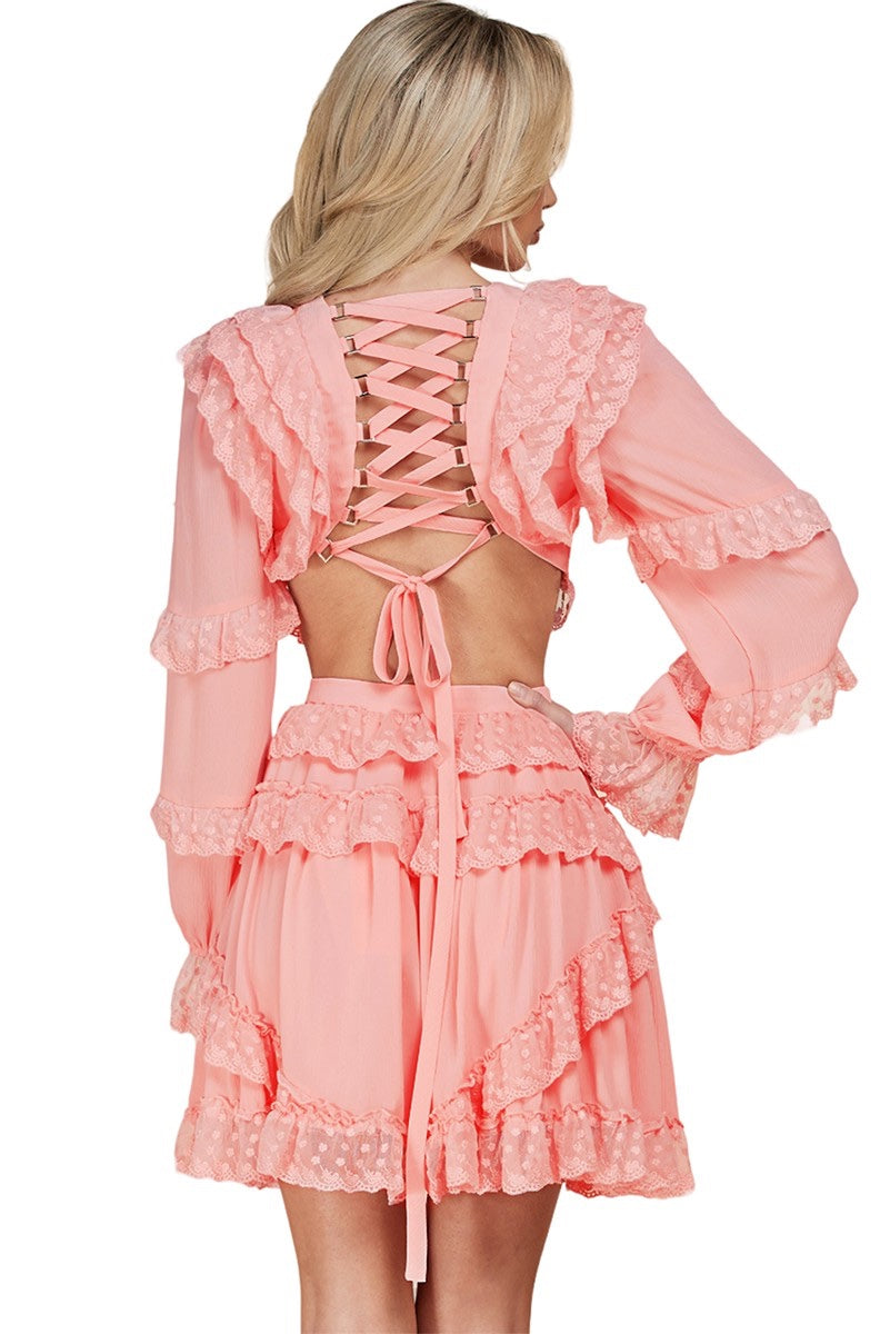 Blush ruffle dress