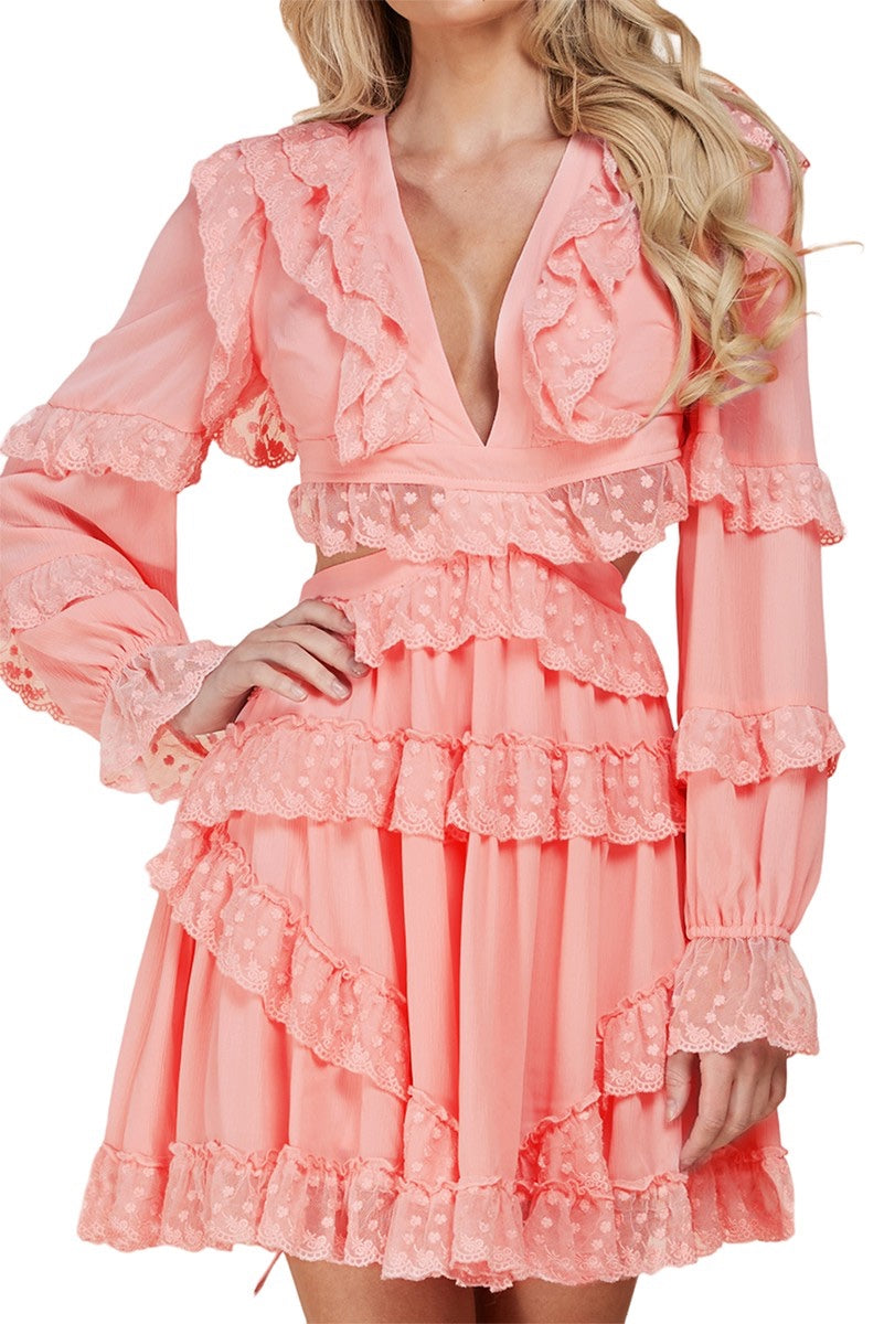 Blush ruffle dress