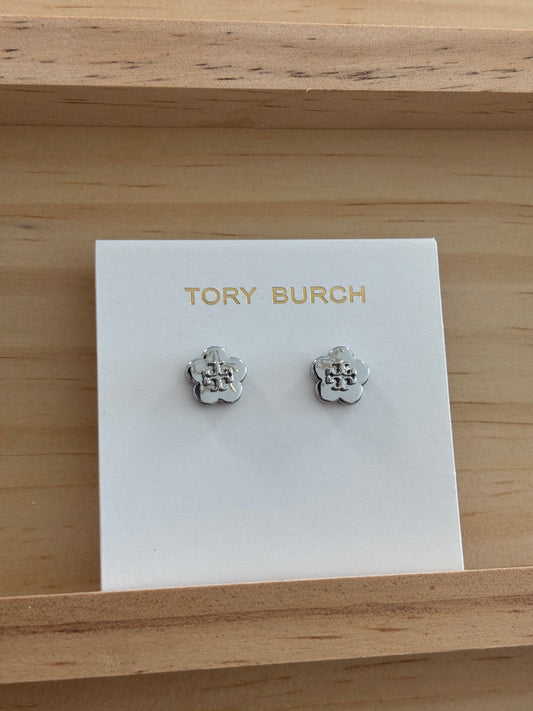 TB silver flower earrings