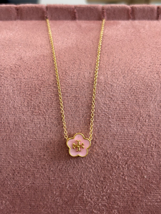 TB pink flower necklace