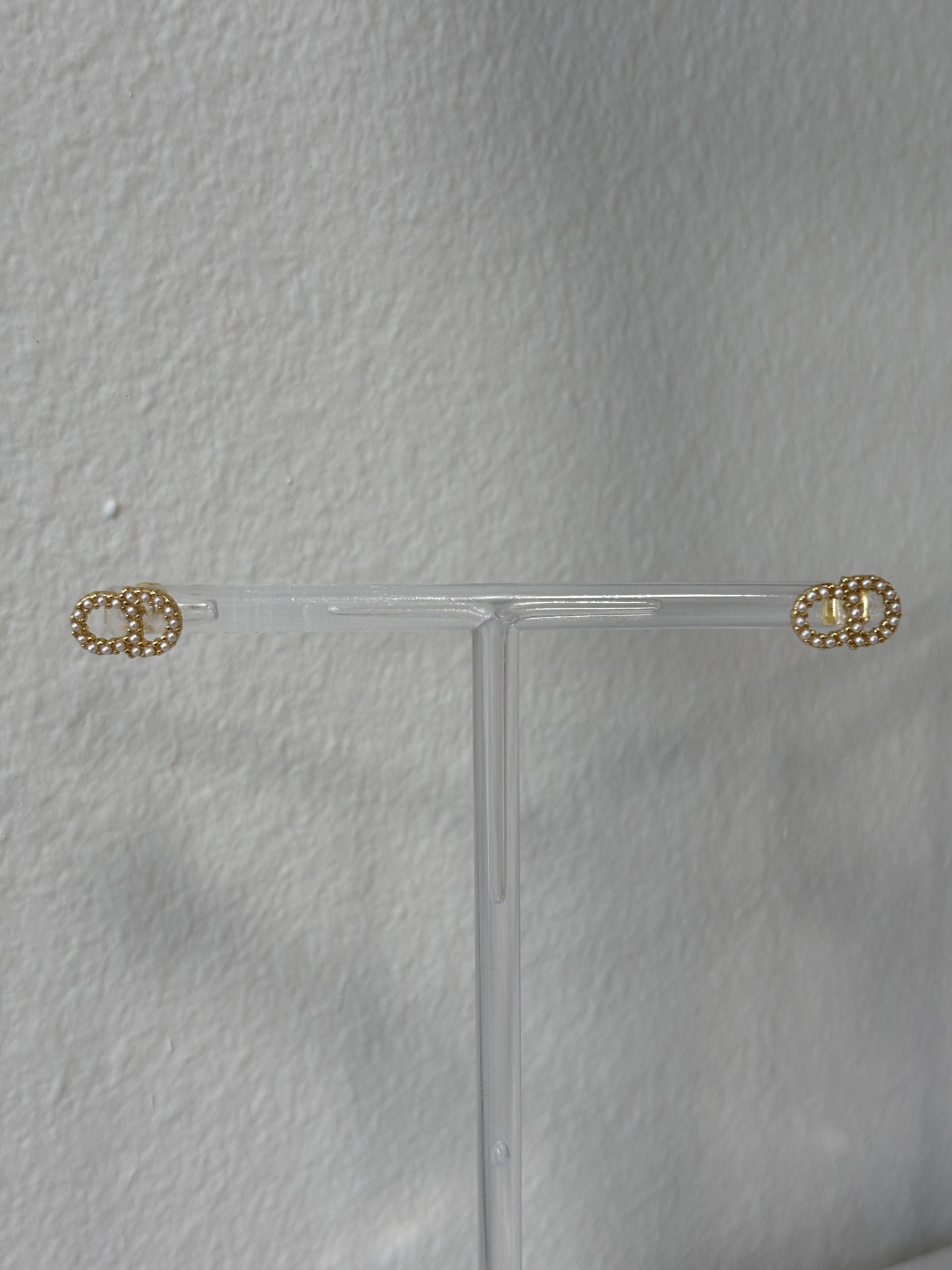Cd mini pearl gold earrings