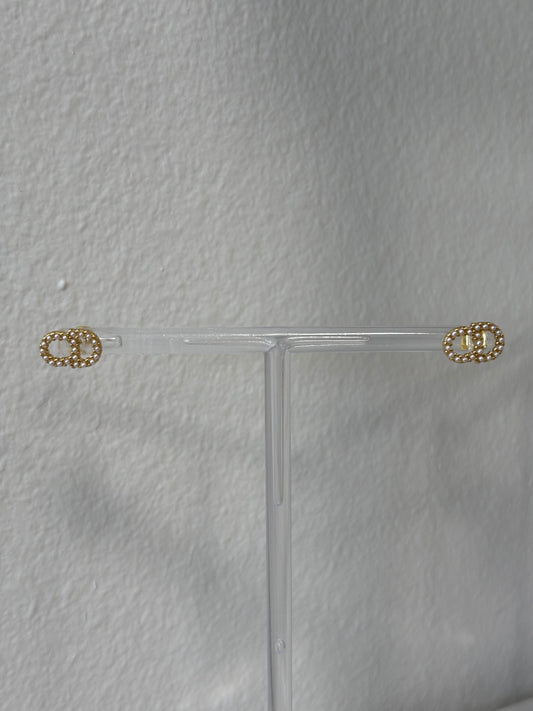 Cd mini pearl gold earrings
